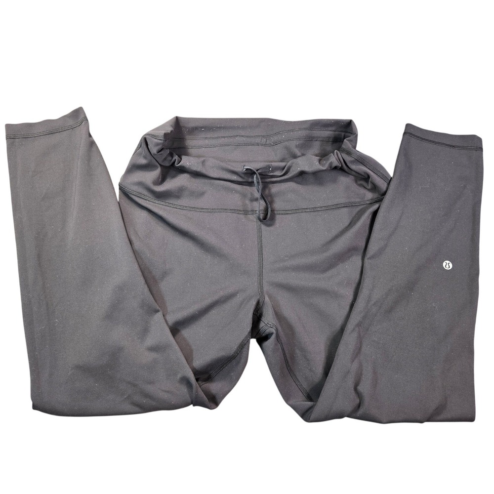 Lululemon Women's Black High Rise Drawstring Athletic Leggings‎ Size 14